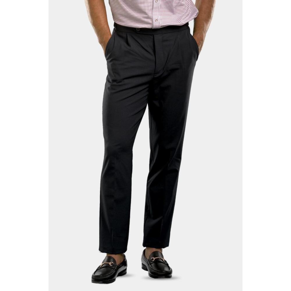 NEW BUKI pleated wool trouser pants in navy